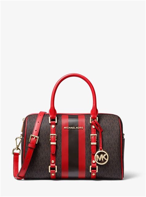 michael michael kors bedford travel medium logo stripe satchel|Bedford Travel Medium Logo Stripe Satchel .